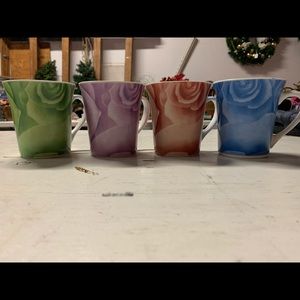 Rose coffee mug set of 4
